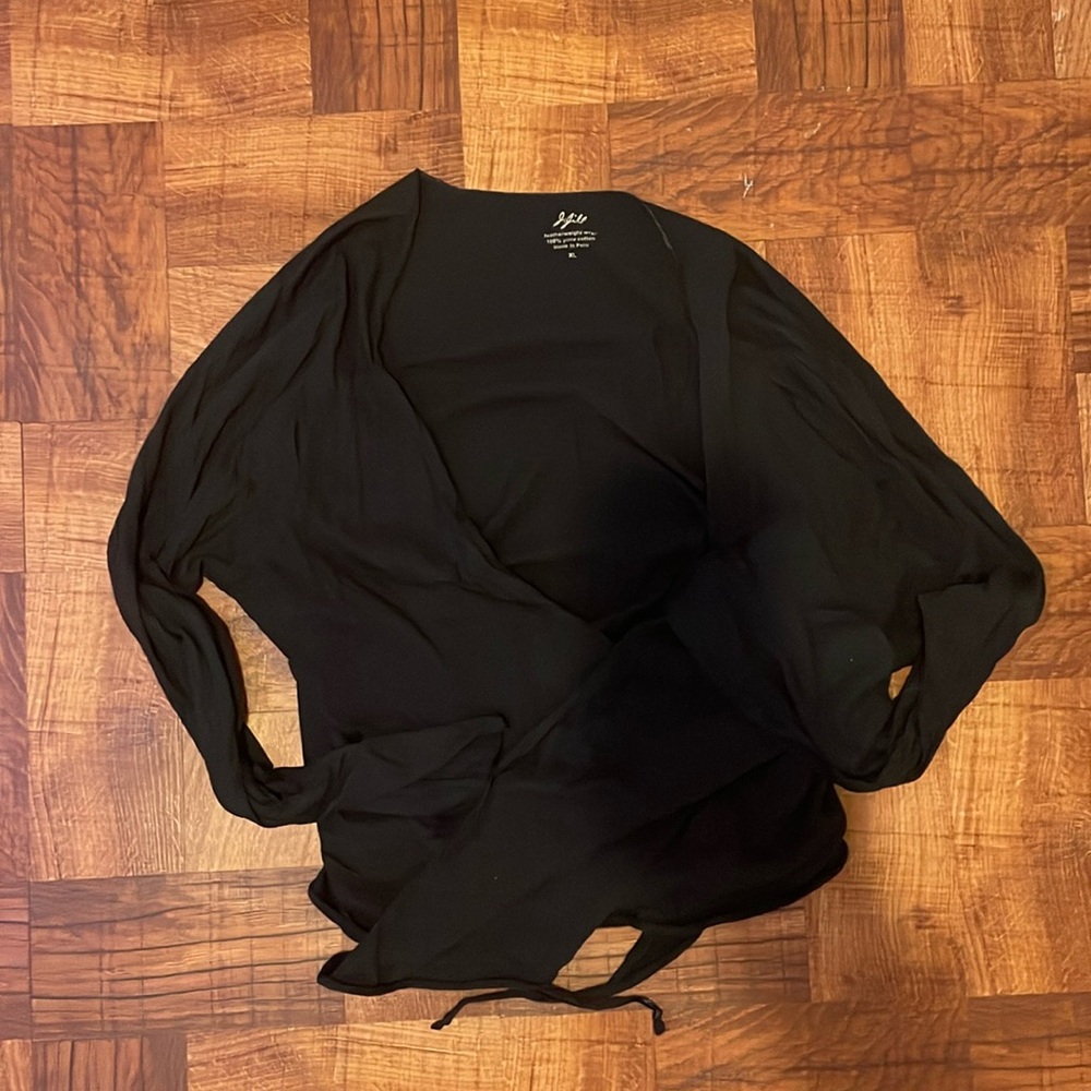 j jill black wrap around cropped cardigan